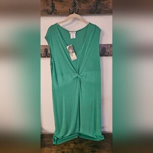 Green Wrap Tie Front Tank Dress